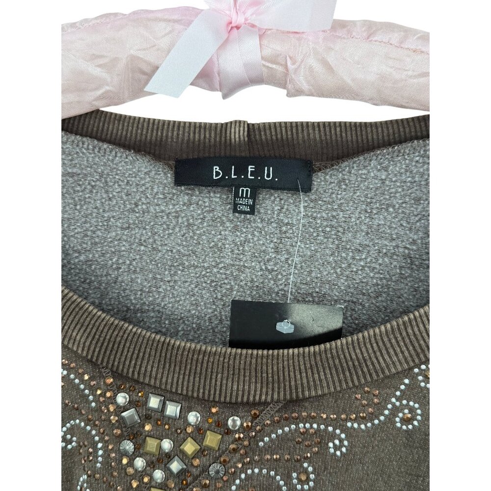 Vtg 90s NWT B.L.E.U. Studded Lace Trim Sweatshirt | Y2K Grandmacore Boho Grunge - Picture 16 of 16
